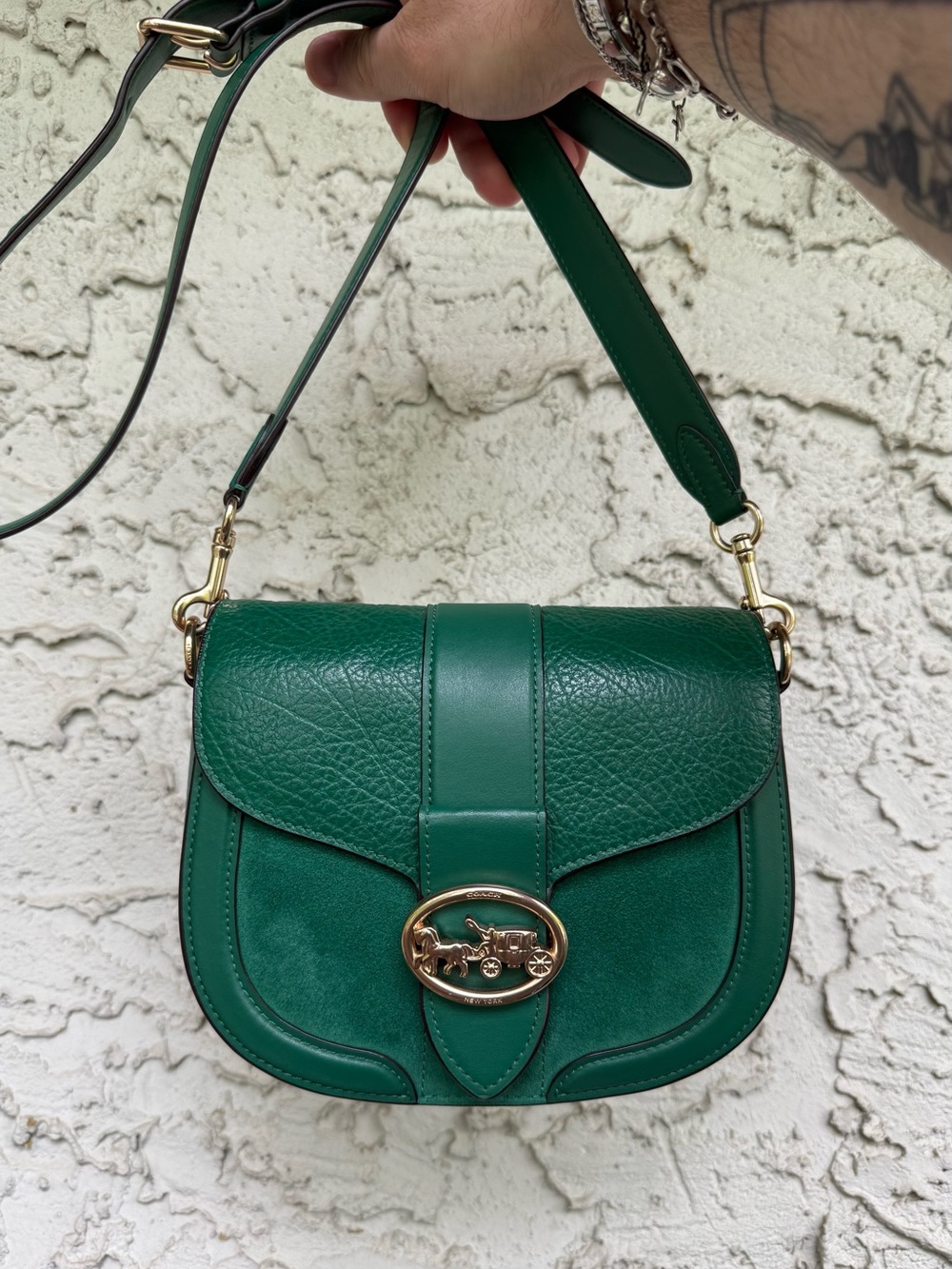 Coach Georgie Emerald Green Saddle Bag